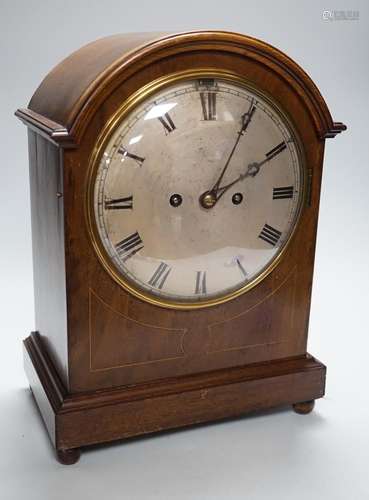 A late 19th/early 20th century mahogany mantel clock with Ge...