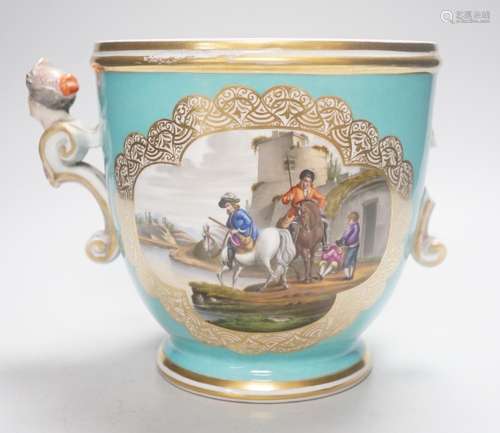 A Dresden two handled cache pot, by Helena Wolfsohn , 19cm