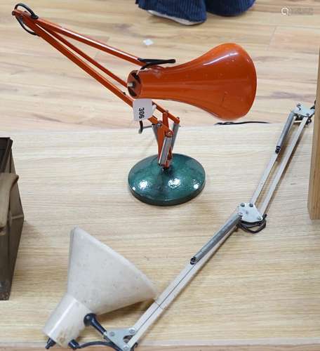 Two 1960s and a later anglepoise lamps, tallest 84cms high