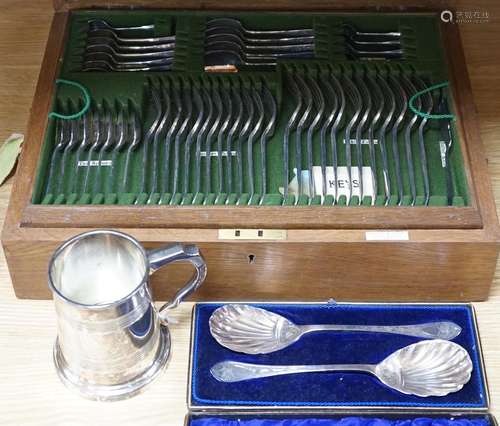 A Mappin & Webb canteen plated cutlery with ivorine inse...