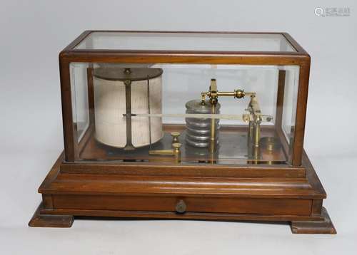 An early 20th century mahogany cased barograph. 38cm wide