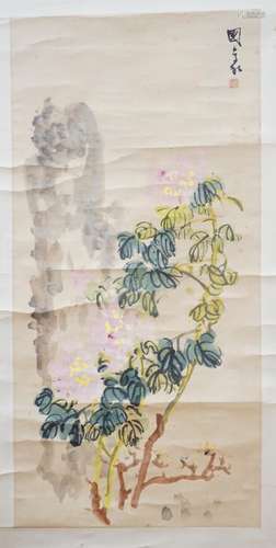 Ho Kok Hoe, watercolour scroll, The Flower Study, 1952,