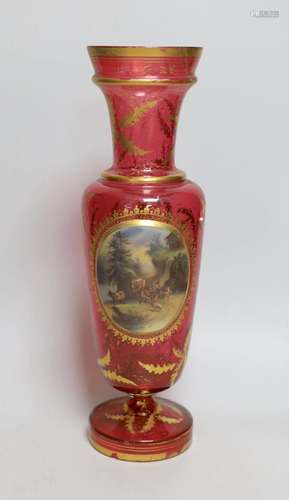 A 19th century Bohemian overlaid cranberry glass vase, 37cm ...