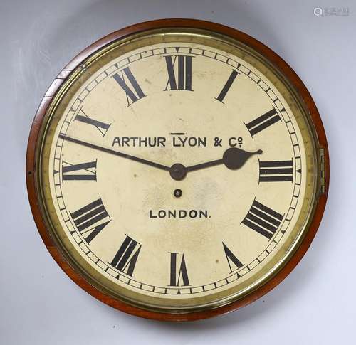 Arthur Lyon & Son, London, a dial wall clock, 40cms diam...