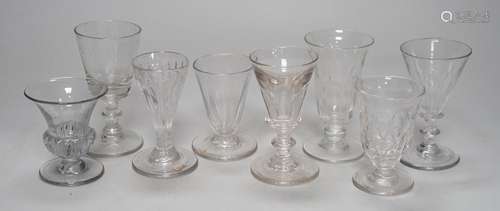 A group of eight Georgian small drinking or jelly glasses, t...