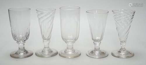 Five Georgian ale glasses. Tallest 13.5cm