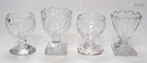 Four 18th century Georgian glass salt cellars, tallest 9cm