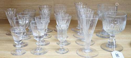 A collection of various glasses, 18th century and later. Tal...