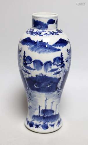 A 19th century Chinese blue and white baluster vase, 23cms h...