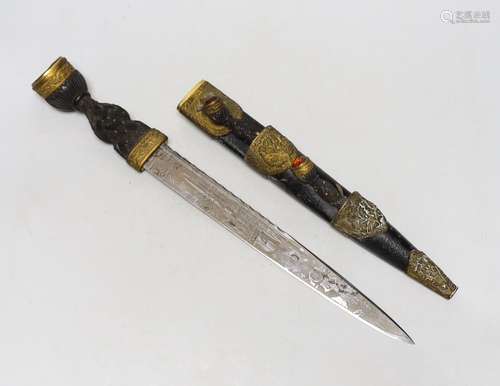 A Victorian Scottish dirk, Cairngorm lacking, 45cms long