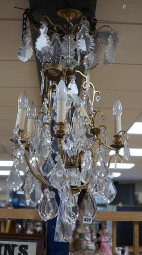 A late 19th/early 20th century French ormolu and lustre hung...