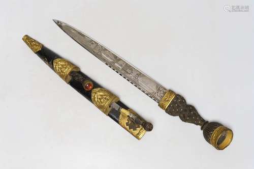 A Victorian Scottish dirk, Cairngorm lacking, 48cms long