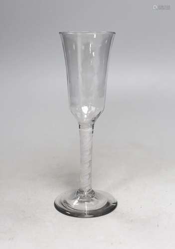 A George III DSOT stem ale glass. 19cm tall