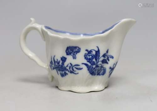 An 18th century Caughley Low Chelsea ewer printed with flowe...