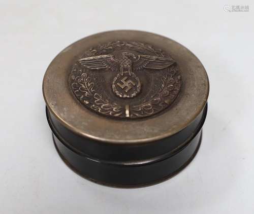 A composition and metal snuff box, with Third Reich insignia...