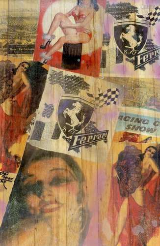 Pietro Psaier (1939-2004), mixed media, Ferrari / Hotel Beth...