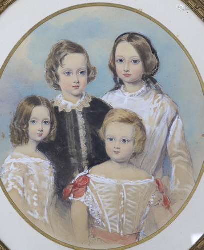 Victorian School, watercolour, Portrait of the children of O...