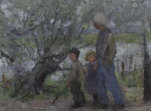 Early 20th century Dutch School, oil on canvas, Father and c...