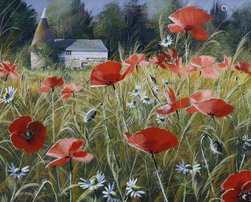 Paul Evans (1950-), gouache, Autumn Poppies, signed, 32 x 40...