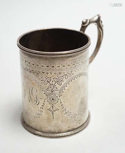 A Victorian engraved silver christening mug, Charles Stuart ...