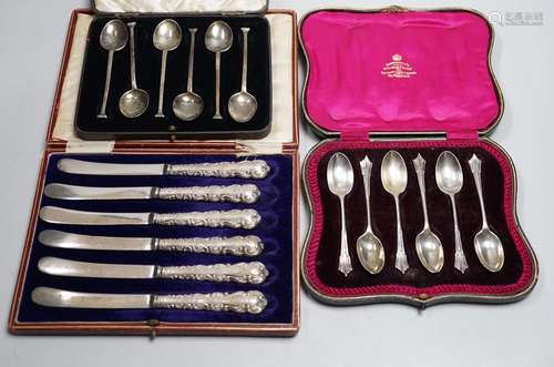 A set of six teaspoons, London, 1910, a set of six silver co...