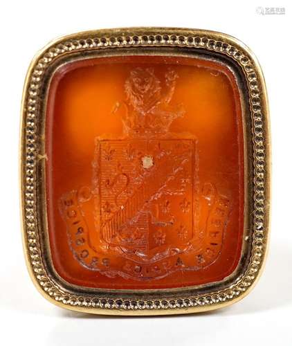 An early 19th century yellow metal overlaid and carnelian se...