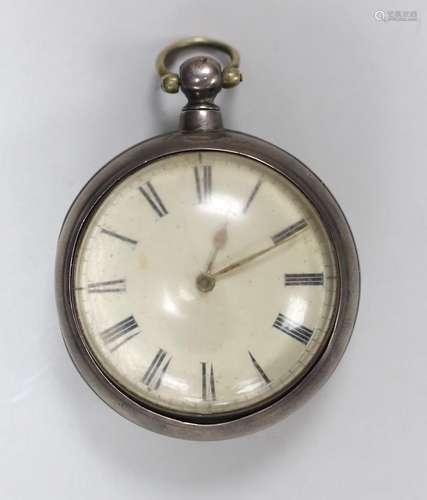 A Victorian silver pair cased keywind verge pocket watch, by...