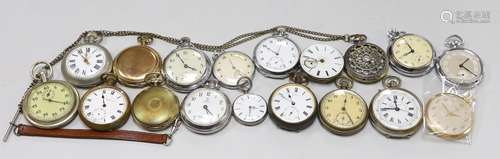 Eighteen assorted base metal pocket watches, including Inger...