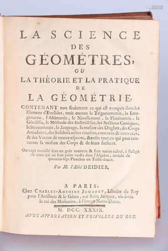 DEIDIER (Abbé N.). La science des géomètres, ou la théo