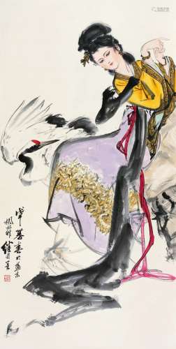 刘继卣(1918-1983)　鹤寿图 1942年作 设色纸本 立轴