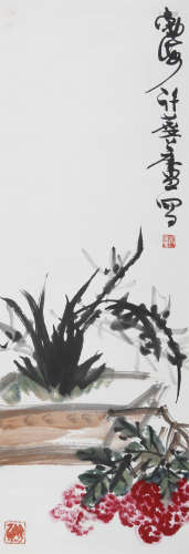 许麟庐(1916-2011) 兰荔图 设色纸本 立轴