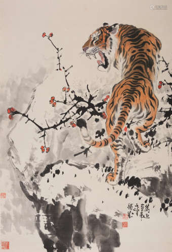 孙其峰（b.1920）、郑隽延（b.1939）猛虎图 设色纸本 立轴