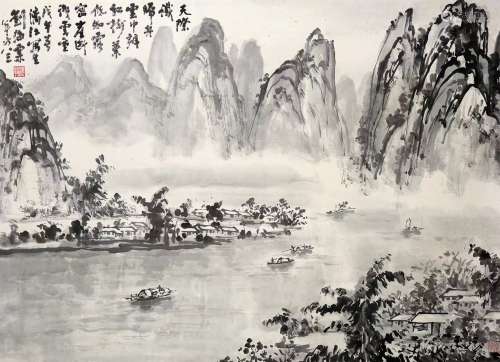 刘海粟(1896-1994)　漓江烟雨 1978年作 水墨纸本 立轴