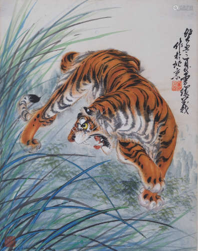 曹环义(b.1945)  虎啸图 1973年作 设色纸本  镜心