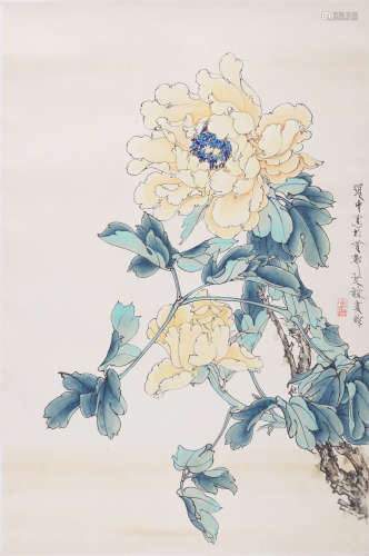 王道中(b.1931)  牡丹  设色纸本  立轴