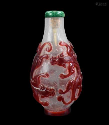 Chinese Peking Glass Chilong Snuff Bottle,Qing D.