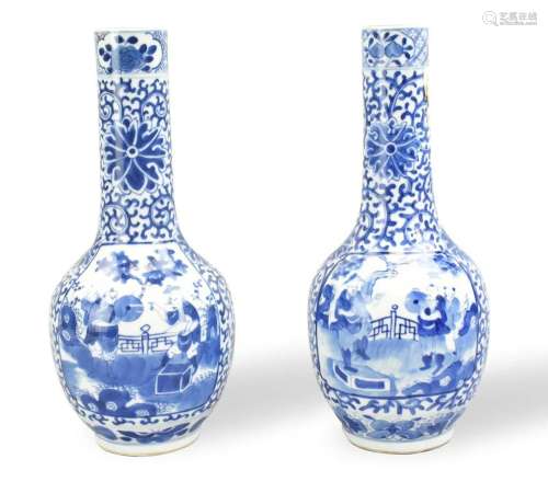 Pair of Chinese Blue & White Globular Vase,19th C.