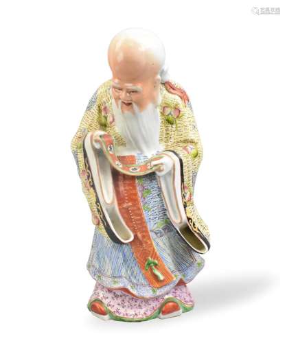 Chinese Famille Rose Porcelain Shou Figure, ROC P.