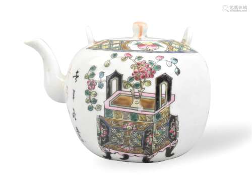 Chinese Famille Rose Covered Teapot, 19th C.