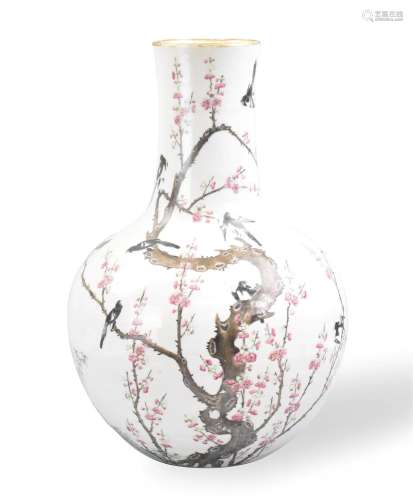 Chinese Famille Rose Mapie & Prunus Vase,19th C.