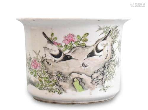 Chinese Qianjiang Planter w/ Bird& Spider,ROC P