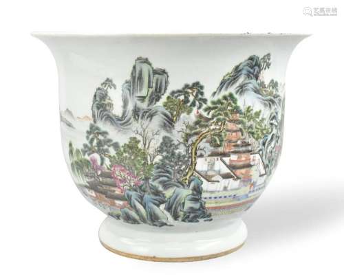 Large Chinese Famille Rose"Landscape"Planter,ROC P