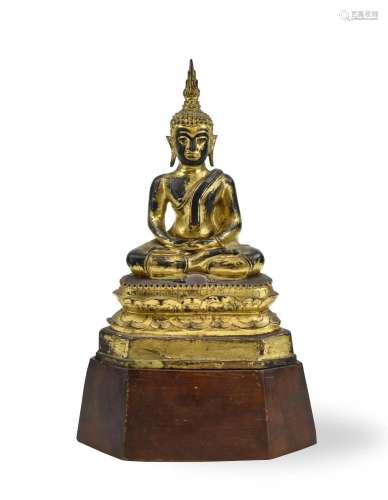 Thailand Gilt Bronze Buddha Statue,19th C.