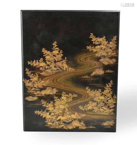 Japanese Gilt Lacquered Box Inlaid w/ Mop,Meiji P.