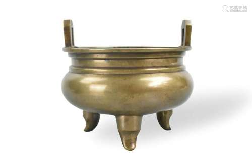 Chinese Bronze Tripod Censer, 18th C.