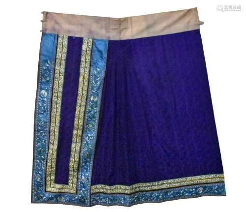 Chinese Purple Embroidery Women Skirt,Qing Dynasty