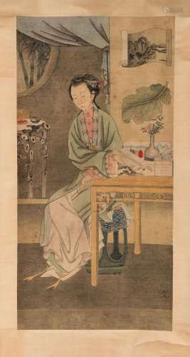 Attributed to Leng Mei (Chinese, 1669-1742) A Lady in the Ch...