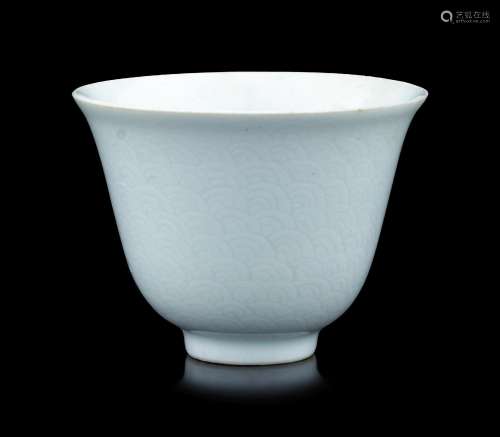 An Incised White Glazed Porcelain 'Waves' Cup