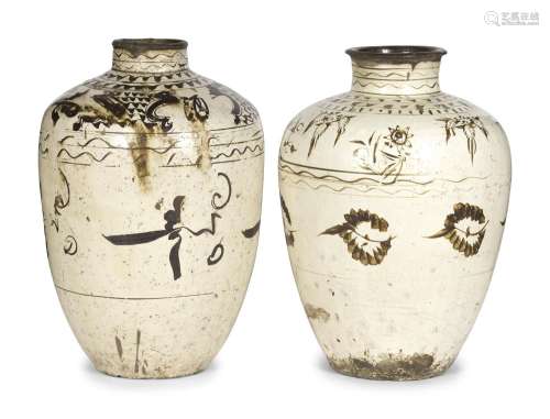 Two Large Cizhou Stoneware Wine Storage Jars