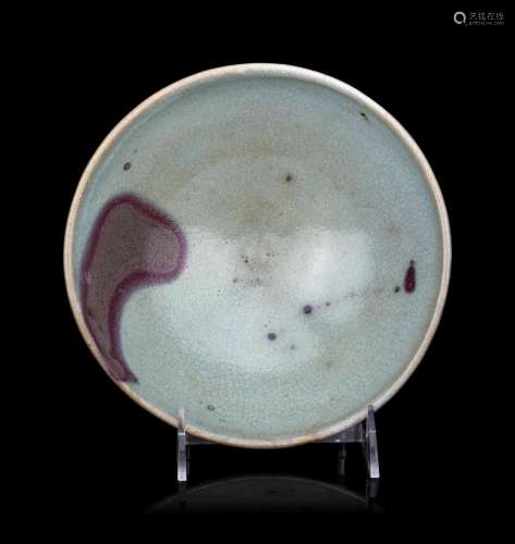 A Large Junyao Purple Splashed Blue Glazed Stoneware Bowl